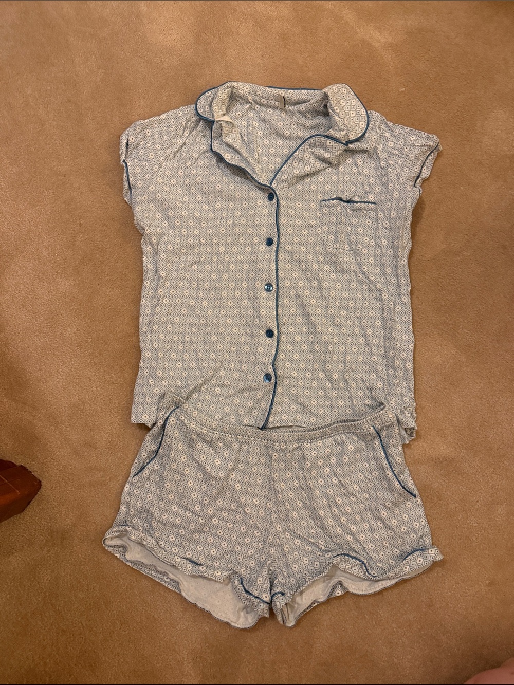 Women's Short Sleeve Floral Pajama Set in Light Blue